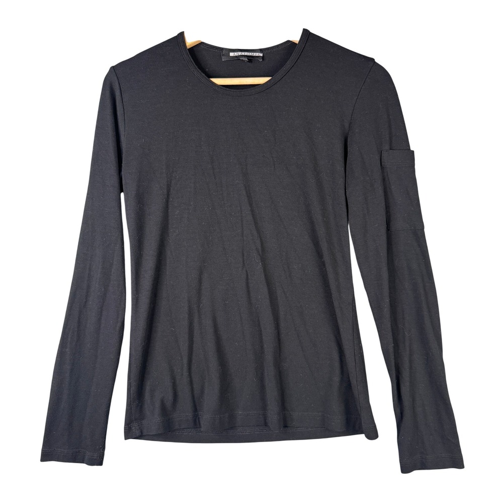 Anatomie Clementine Long Sleeve Tee Black Large Sleeve Pocket Travel Top